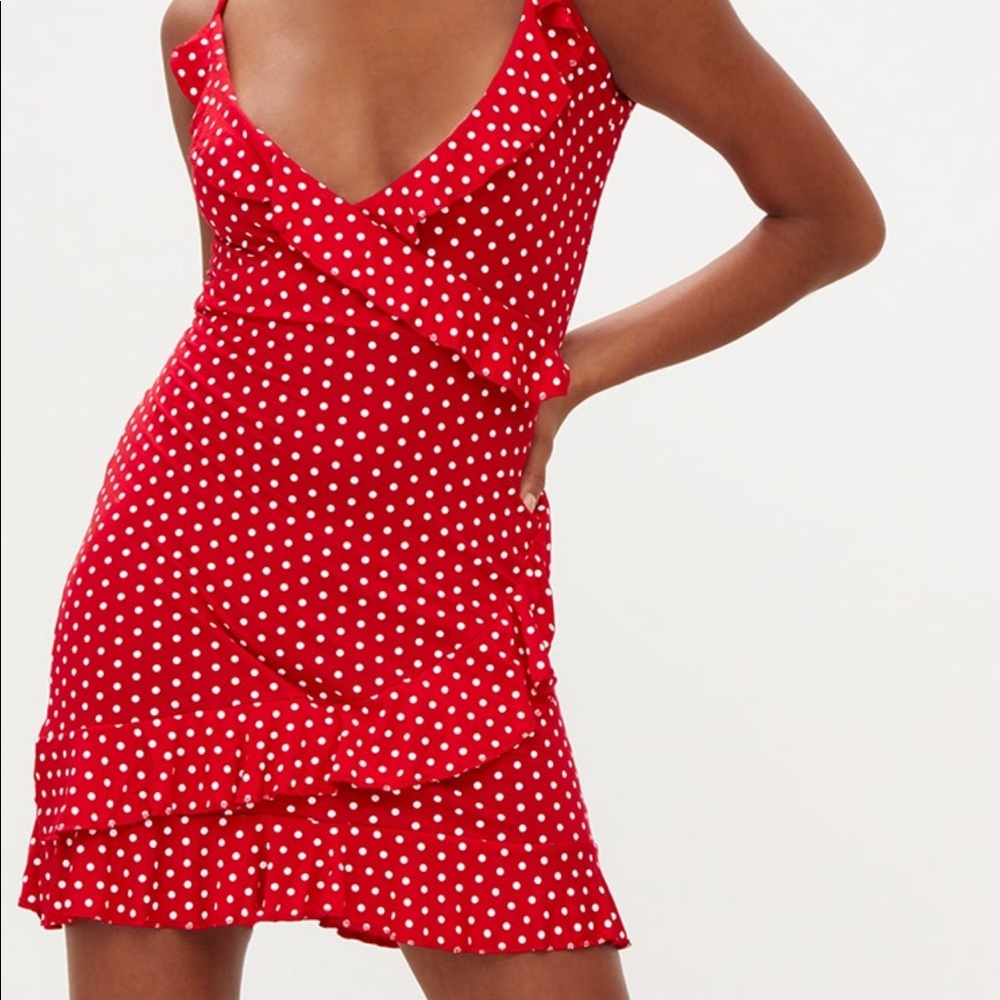 ASOS sleeveless polka dot wrap dress